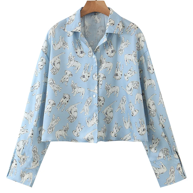 Женские блузки с отложным воротником RR модные повседневные рубашки принтом