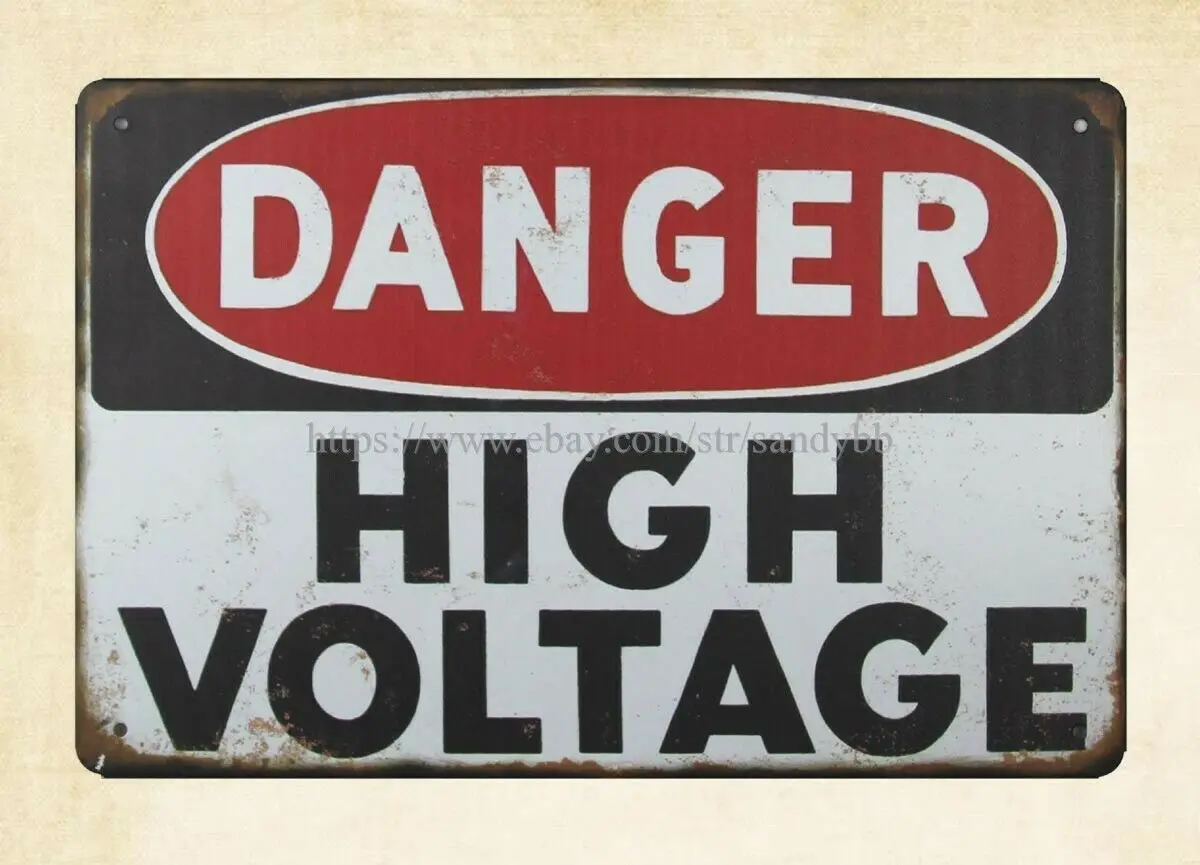 

DANGER HIGH VOLTAGE metal tin sign inexpensive home decor