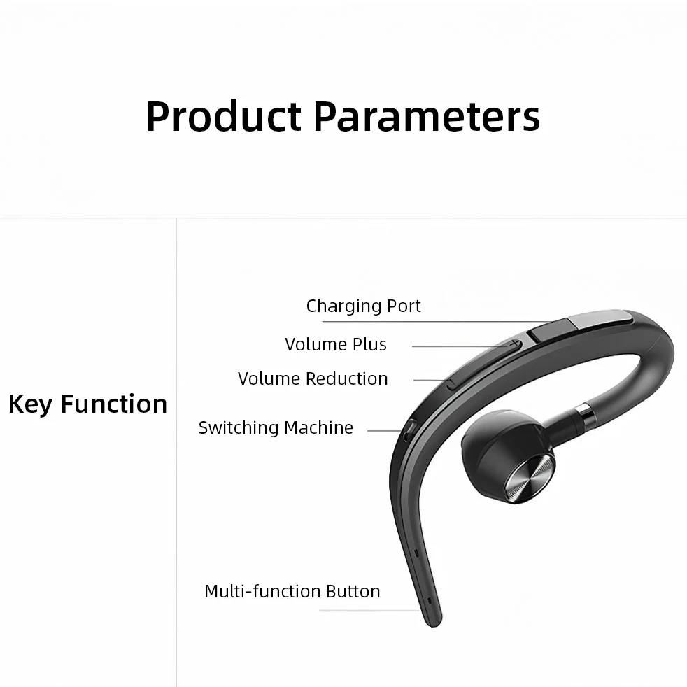Hooking Wireless Bluetooth Earphone Noise Reduction HD Microphone Stereo Sound Business Headset Long Standby For Samsung S9 Plus |