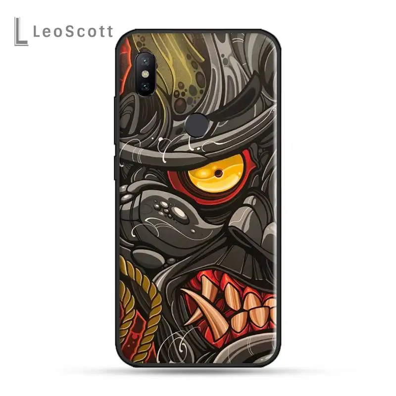 

Japanese mask tattoo art doodle Phone Case For Xiaomi Redmi 7 8 9t a3 9se k20 mi8 max3 lite 9 note 9s 10 pro high quality cover