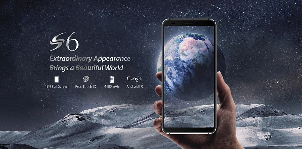 Blackview S6 мобильный телефон 4180 мАч 5,7 дюймов HD+ Sceen мобильный телефон 2 Гб+ 16 Гб четырехъядерный Android 7,0 двойная задняя камера смартфон