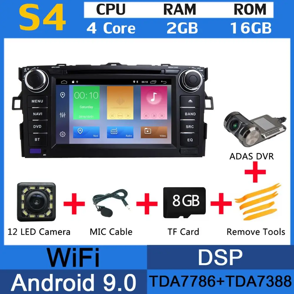 MTK ADAS " PX6 4G+ 64G Android 9,0 для Toyota Auris 2006 2007 2008 2009 2010 2011 Автомобильный DVD Радио gps навигации DSP CarPlay - Цвет: MTK ADAS