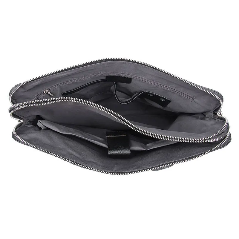 Nesitu Highend Black Chocolate Blue Genuine Leather 14'' Laptop Office Men's Briefcase Business Messenger Bag A4 Portfolio M7412