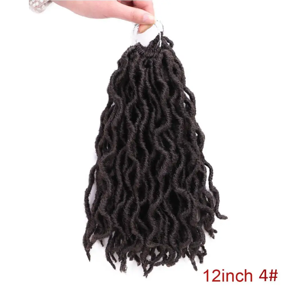 #4 Весна солнце 12 18 дюймов Nu Locs Ombre Faux Locs Curly плетение волос Синтетические крючком косы волос - Цвет: #4