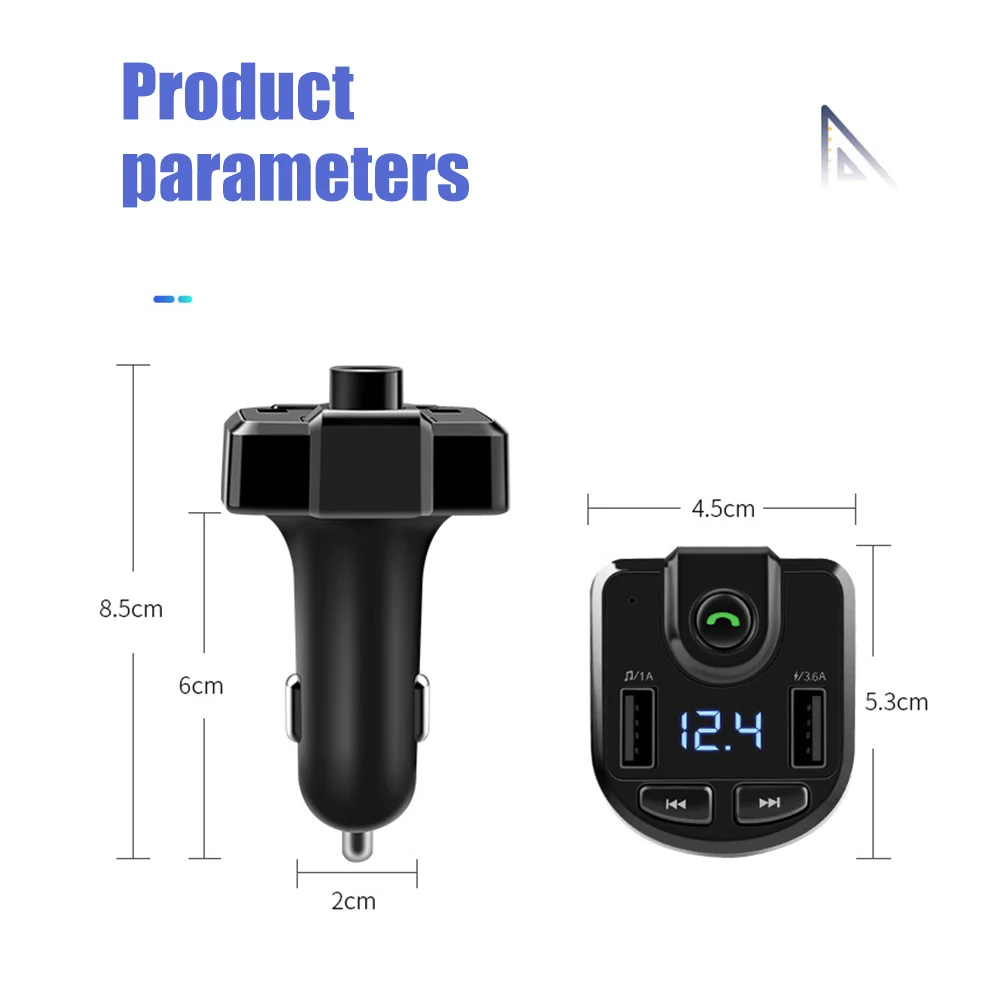 Car FM Transmitter 3.6A MP3 Adapter Bluetooth 5.0 Dual USB TF Card Receiver Stereo Music Charger Handsfree |
