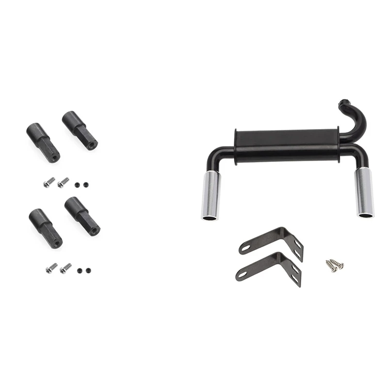 

1Set Metal Exhaust Pipe Tailpipe For Traxxas TRX4 Axial SCX10 90046 & 4 Pcs Metal Rear Axle Shaft For WPL D12 C14 C24