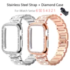 Ремешок из нержавеющей стали для Apple Watch Band 6 SE, женский браслет с бриллиантами для iWatch Series 5 4 3 2 1, 40 мм 44 мм 38 мм 42 мм