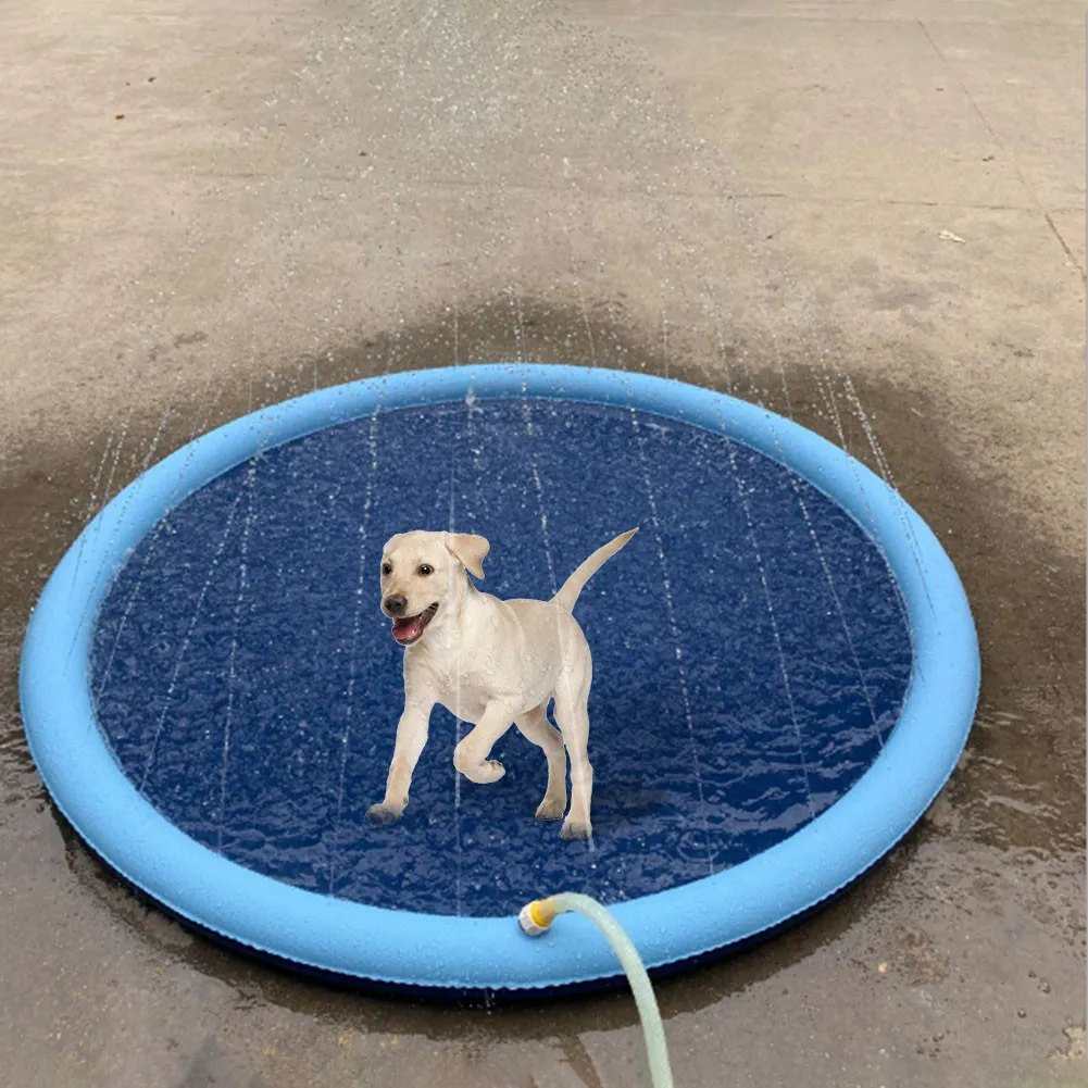 

150cm Pet Sprinkler Splash Pad Play Mat Sprinkler Pool Inflatable Water Toys For Dog Babies Kids Toddlers