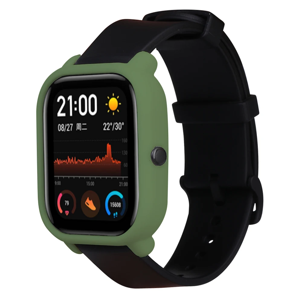 Olive green 2в1 силиконовый спортивный ремешок защитный чехол для Xiaomi Amazfit Gts Smart Watch Band 20 мм сменный Браслет+ чехол - Цвет: Olive green