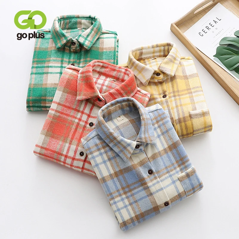 

GOPLUS Tops Shirt Women Korean Style Long Sleeve Plaid Blouses Sweet Chemise Femme Bluzki Blusas Y Camisas Dames Blouse C10983