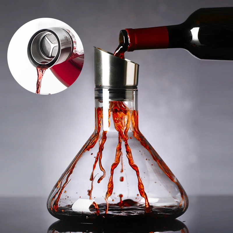 

Large Decanter Quick Sobriety Waterfall Pouring Jug Crystal Glass Wine Dispenser Bottle For Red Wine Brandy Champagne Bar Tool