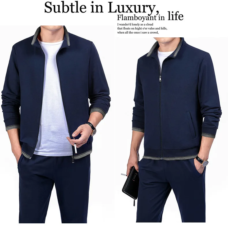 Spring Autumn Men's Sweatshirt Set Two-piece Set Loose Sportwear Suit Casual Wear Tracksuit Men Dad Suit Chandal Hombre
