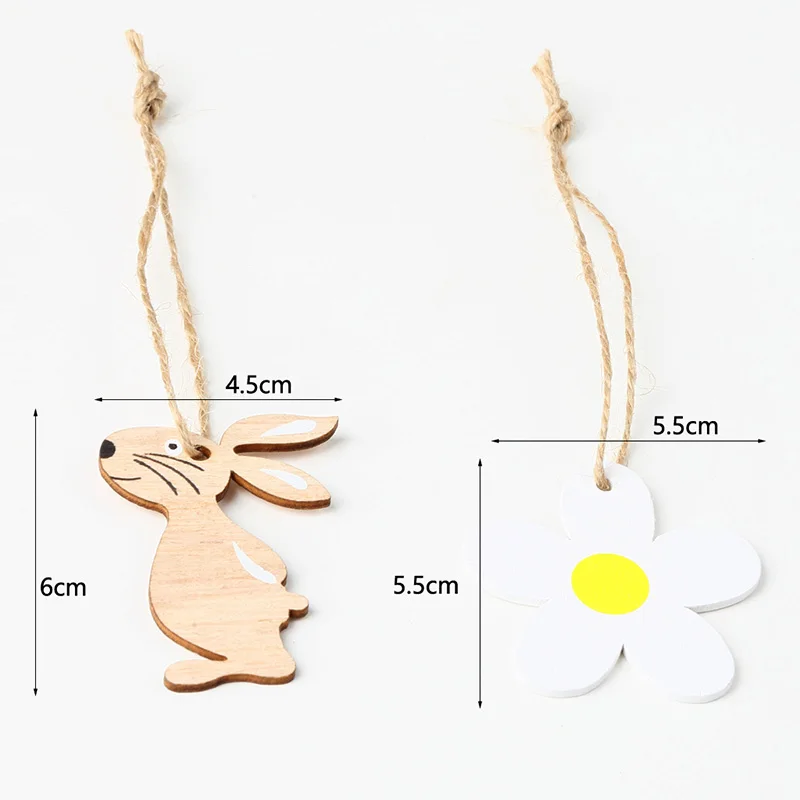 

8pcs Easter Eggs Rabbit Chick Hanging Pendant Easter Party Decorations Craft DIY Ornament Hanging Tag For Happy Easter Decor