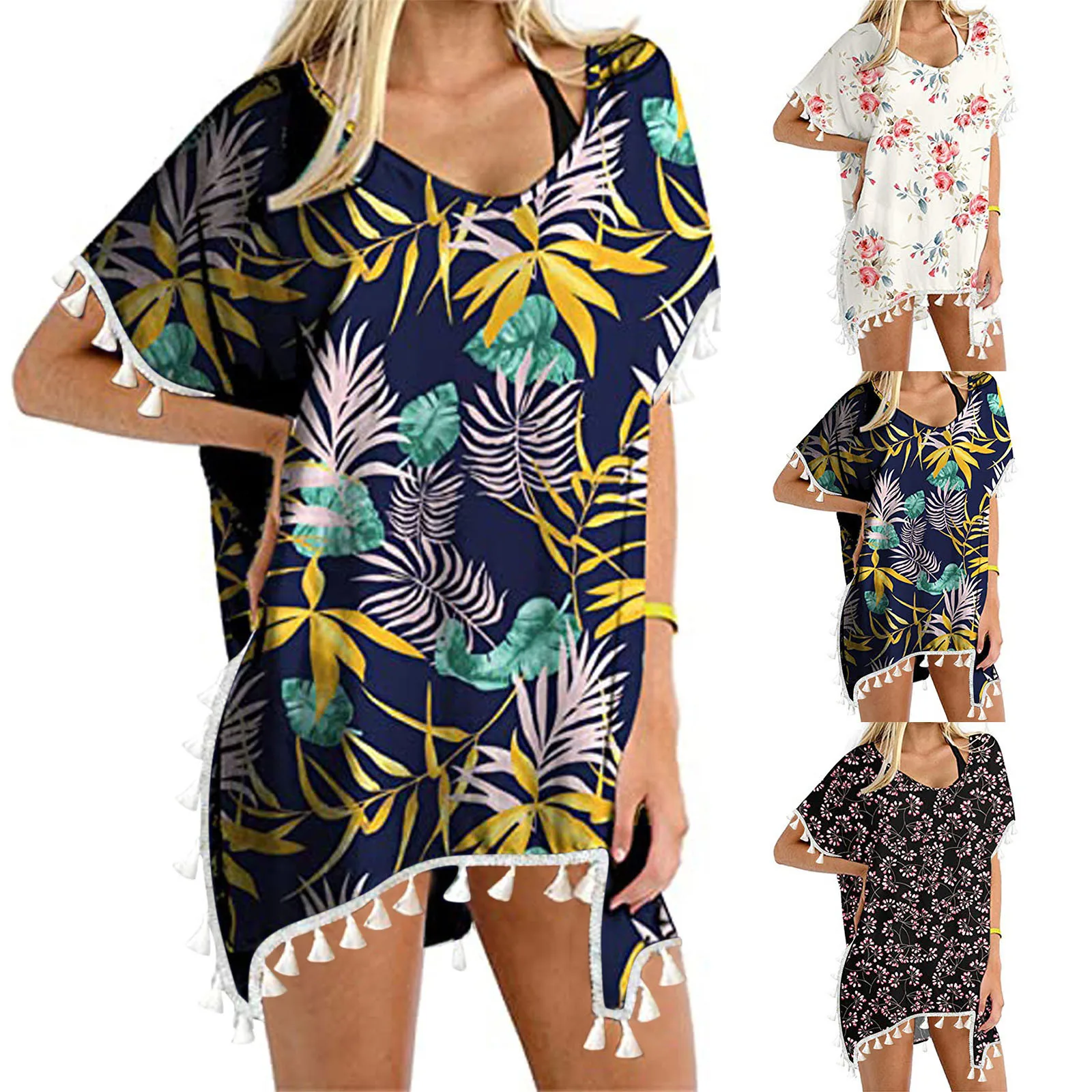 

Women Summer Beach Dress Ladies Swimwear Loose Bikini Cover Up Tops Blouse Holiday 2021 Bathing Suits Mini Dress bañadores