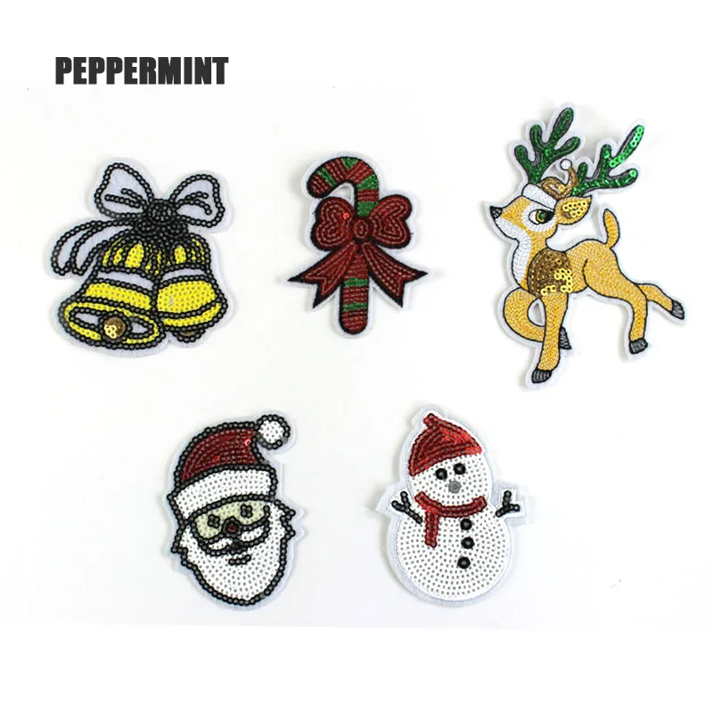 Новинка зимние рождественские блестящие нашивки с вышивкой в виде колокольчика Уважаемый значок с вышивкой Санта модные пальто джинсы брюки сумка аксессуар