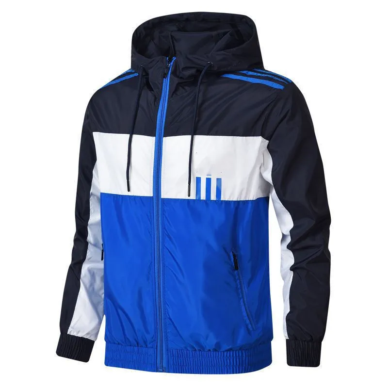 

2021 spring men's jacket color matching formal wear long-sleeved youth fashion hooded stand-up collar jacket can be customized L