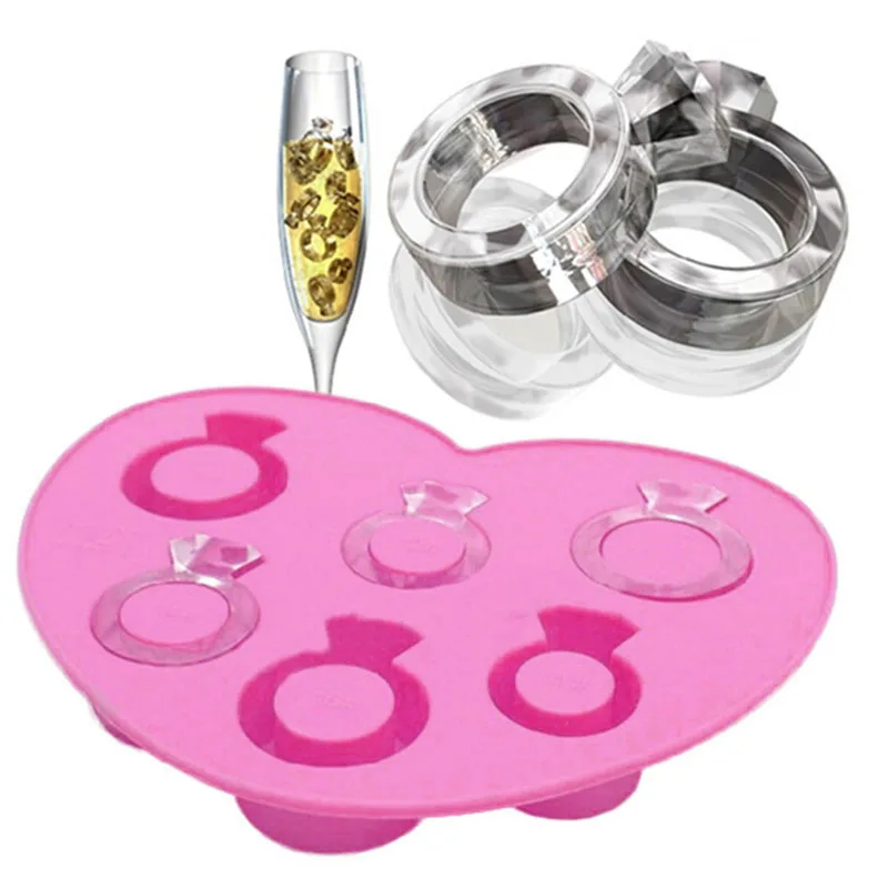 

Cool Silicone Ice Tray Diamond Ring Cube Tray Mold Makes Shot Glasses Novelty Ice Tray Summer Drinking
