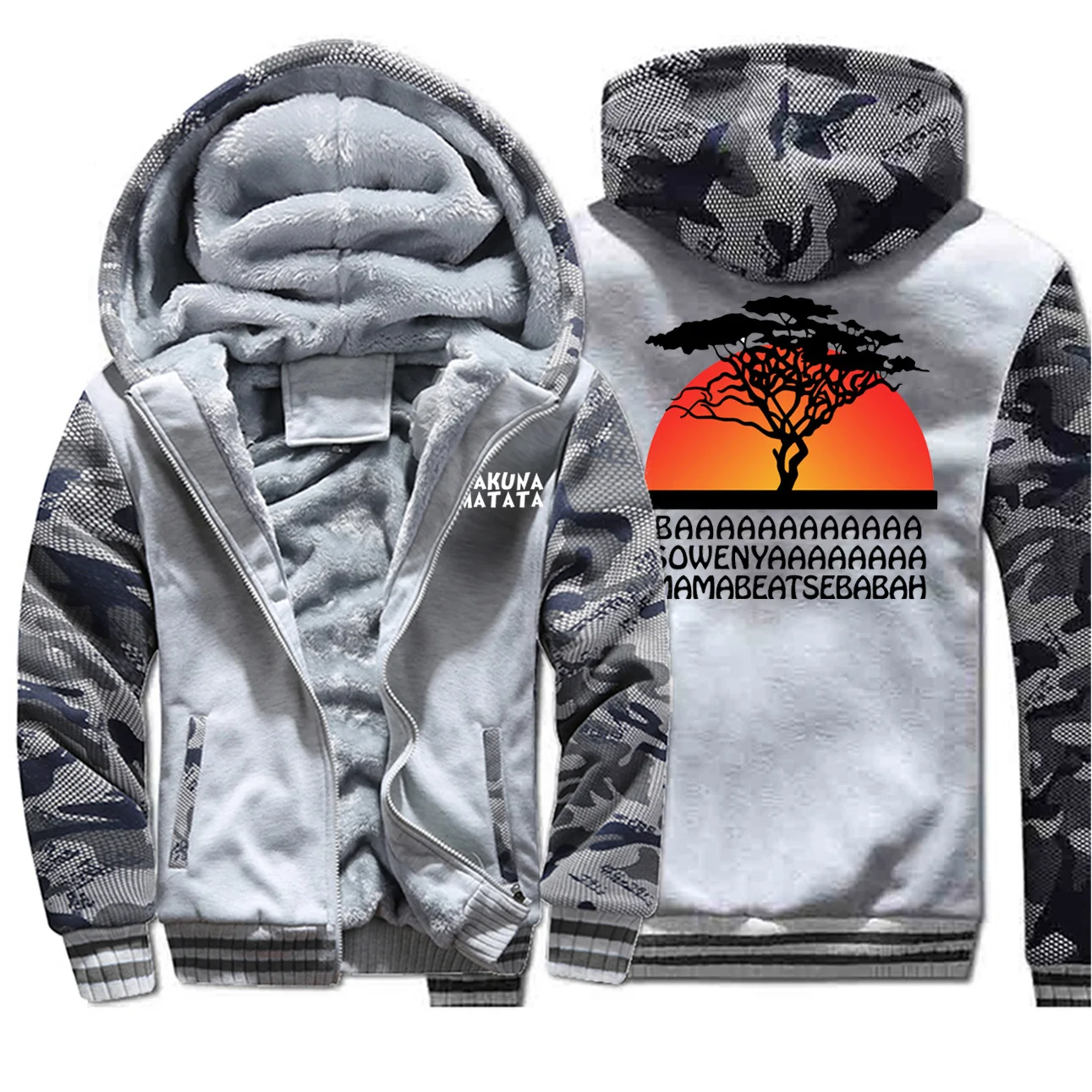 Мужская толстовка на молнии с изображением Льва толстая зимняя Флисовая теплая