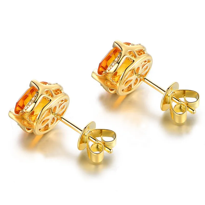 

FYJS Unique Light Yellow Gold Color Oval Shape Citrines Crystal Stud Earrings for Women Inspiration Jewelry