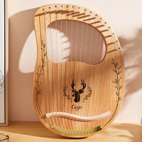 16 strings wooden mahogany lyre harp musical instrument portable small harp with engraved tones tuning wrench stable sound harp
