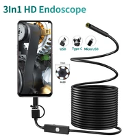 hd 3in1 7mm lens usb endoscope camera waterproof hard wire snake tube inspection borescope for otg compatible android phones