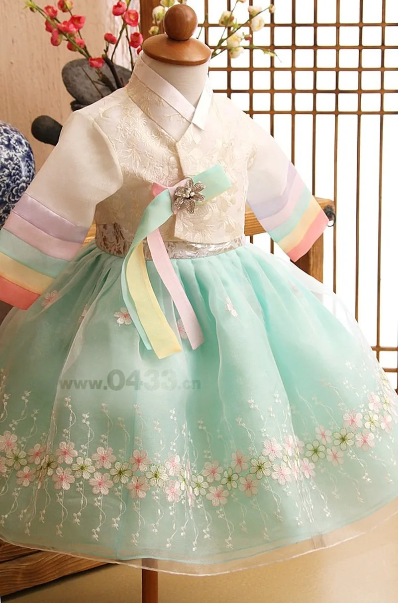 Cute Newly Flower Girl Dresses Wedding Party Dress Korea Traditional Hanbok for Children Tutu Hallowen Unisex Gift |