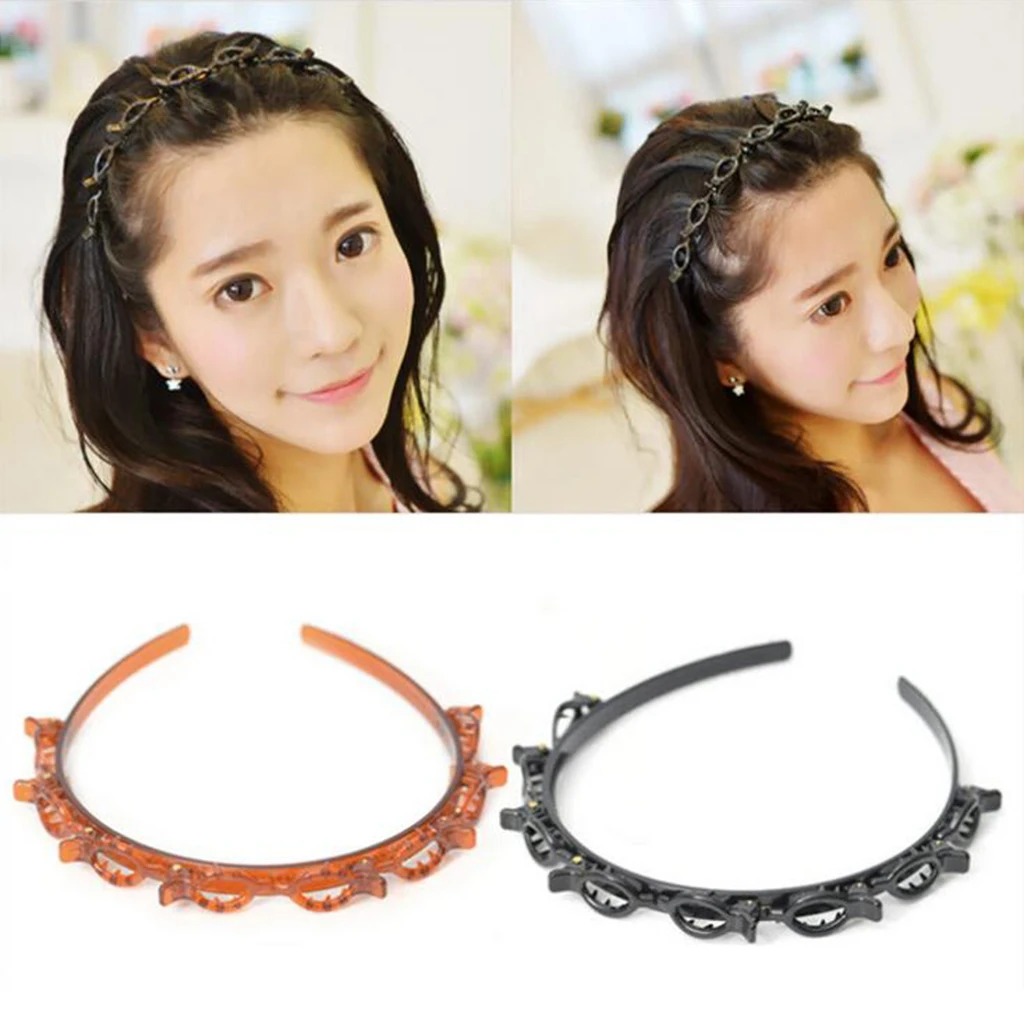 

Fashion Double Layer Hari Band Twist Plait Clip Front Hair Clips Hairpin Headband Beauty Tool Hair Accessories