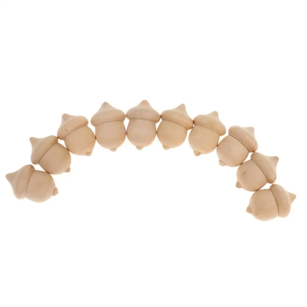 

10pcs Wood Acorns For DIY Handmade Painting Acorns Creative Toy Waldorf Doll Making Unfinished Wood Craft Wedding Christmas Deco
