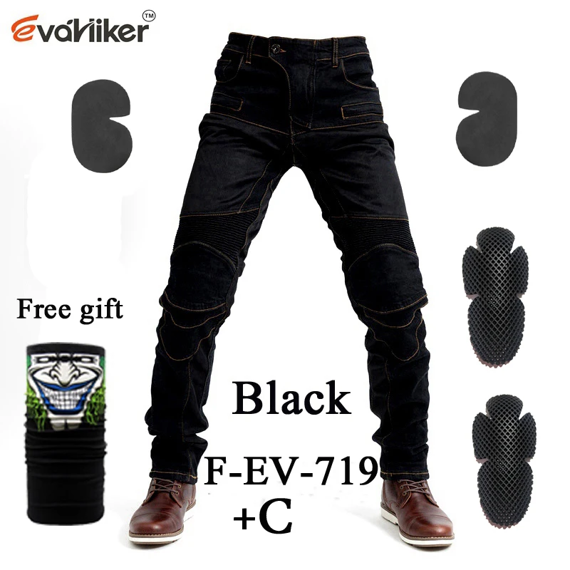 F-EV-719 Black C Новинка UB718 мотоциклетные брюки мужские мото джинсы Защитное снаряжение для езды на мотоцикле мотобрюки для мотокросса эндуро брюки - Цвет: F-EV-719 Black C