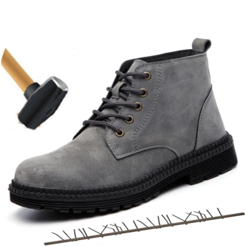 Кроссовки с высоким стальным носком для мужчин и женщин модные безопасные