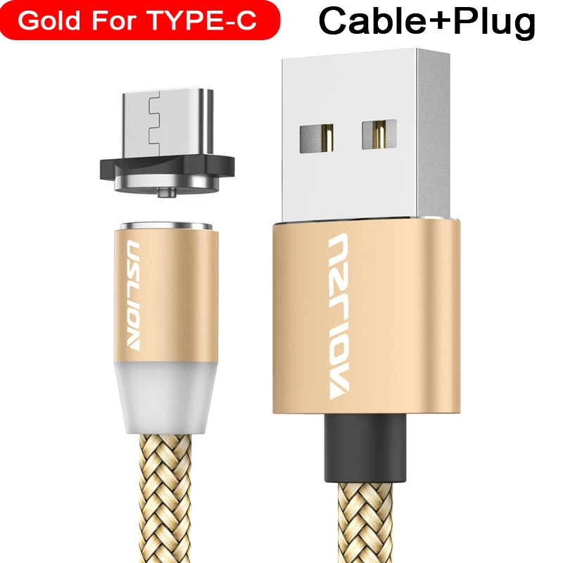 For Type C Gold Магнитный кабель USB для быстрой зарядки кабель usb type C Магнитный кабель для зарядки данных Micro USB кабель для мобильного телефона USB шнур - Цвет: For Type C Gold
