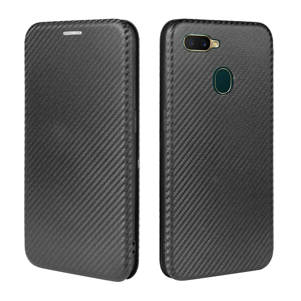 Кожаный чехол для OPPO A5S AX5S из углеродного волокна с откидной крышкой cph1900 CPH 1909