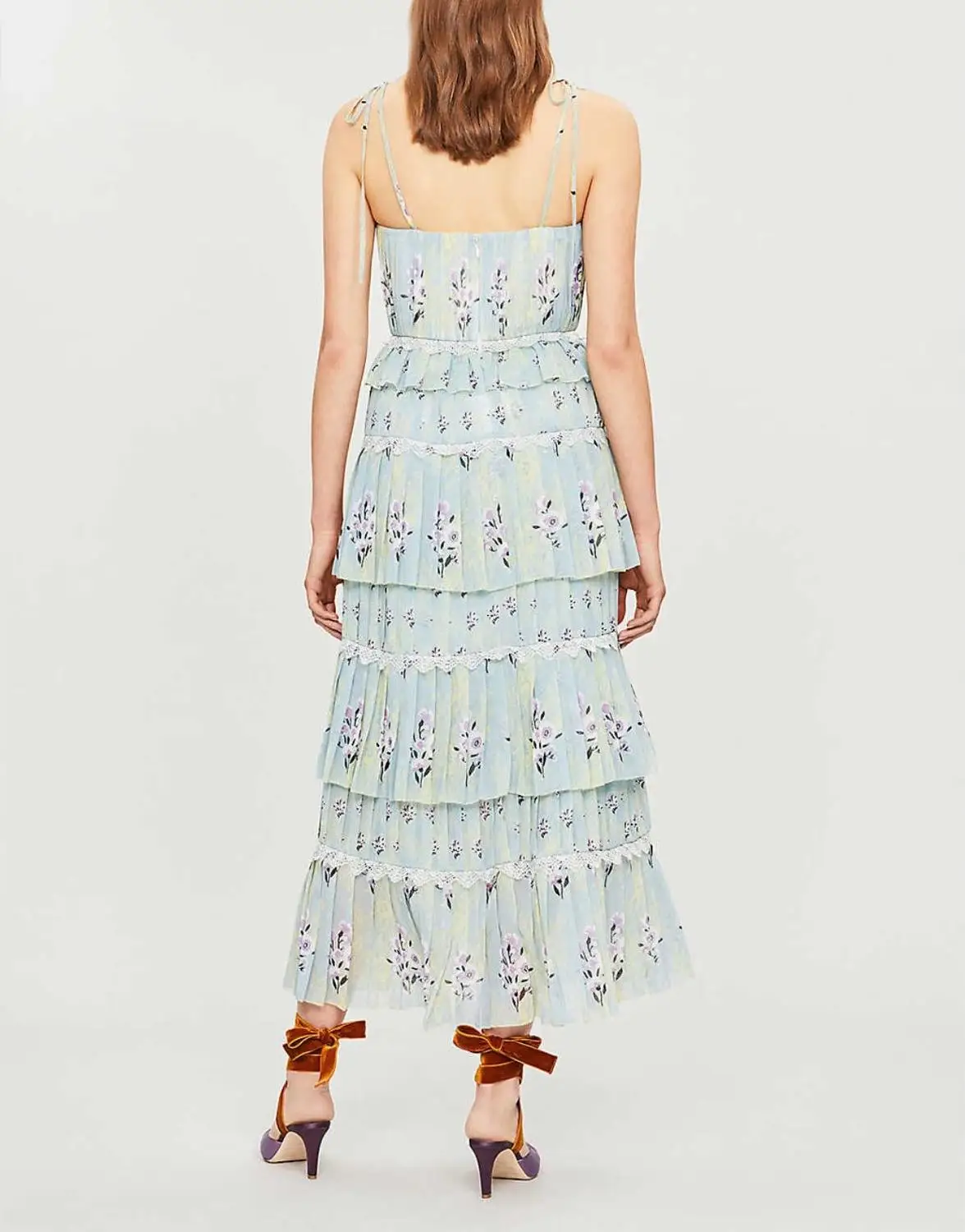 2019 осеннее Новое поступление платье миди с цветочным принтом на