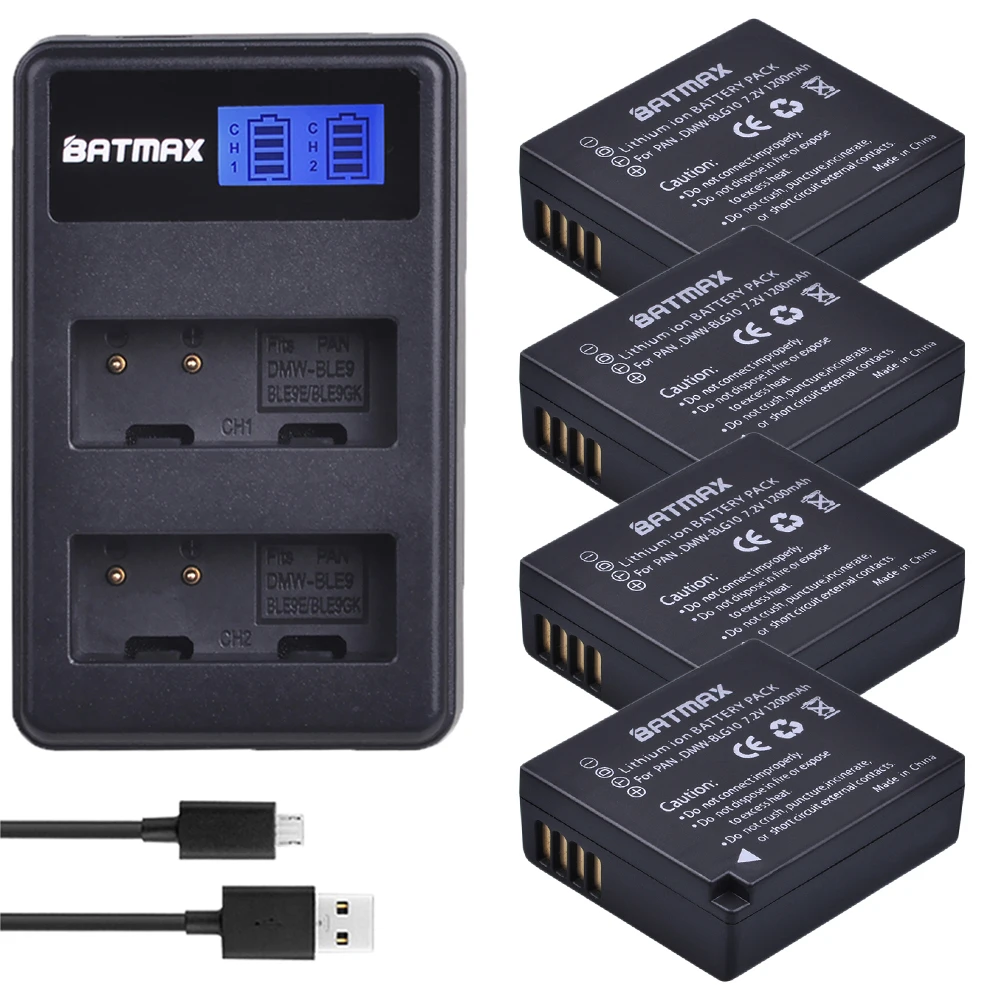 4Pcs set 2 шт. 1200 мА/ч, DMW-BLG10 BLG10 BLG10E DMW-BLE9 Батарея+ ЖК-дисплей Dual USB Зарядное устройство для цифрового фотоаппарата Panasonic LUMIX GF5 GF6 GX7 LX100 GX80 GX85 - Цвет: 4Pcs set