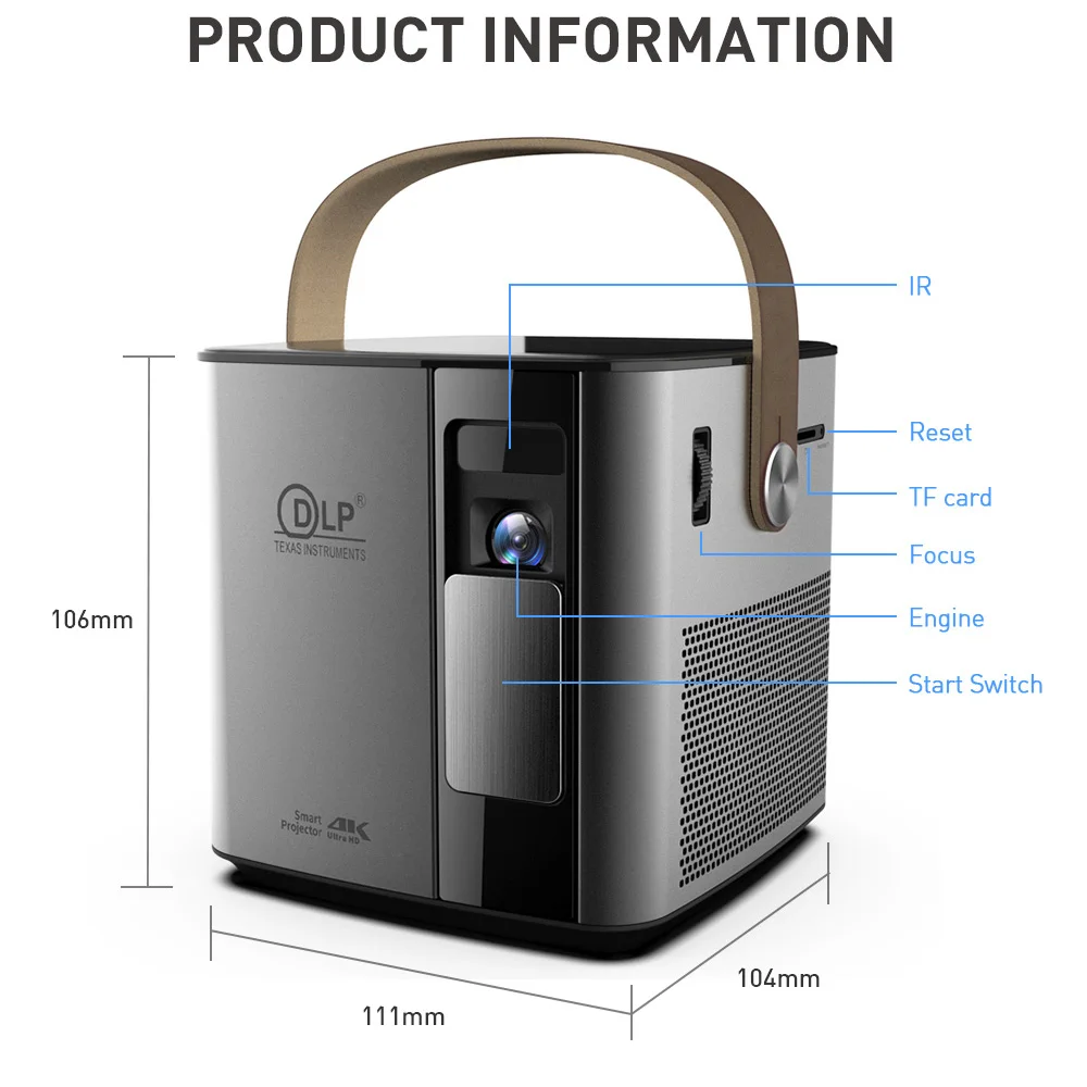 Смарт проектор IMK98 DLP Android 5 1 AmlogicT968 2 ГБ 16 1280*720P 4G/Φ Wi Fi Bluetooth 4 светодиодный для