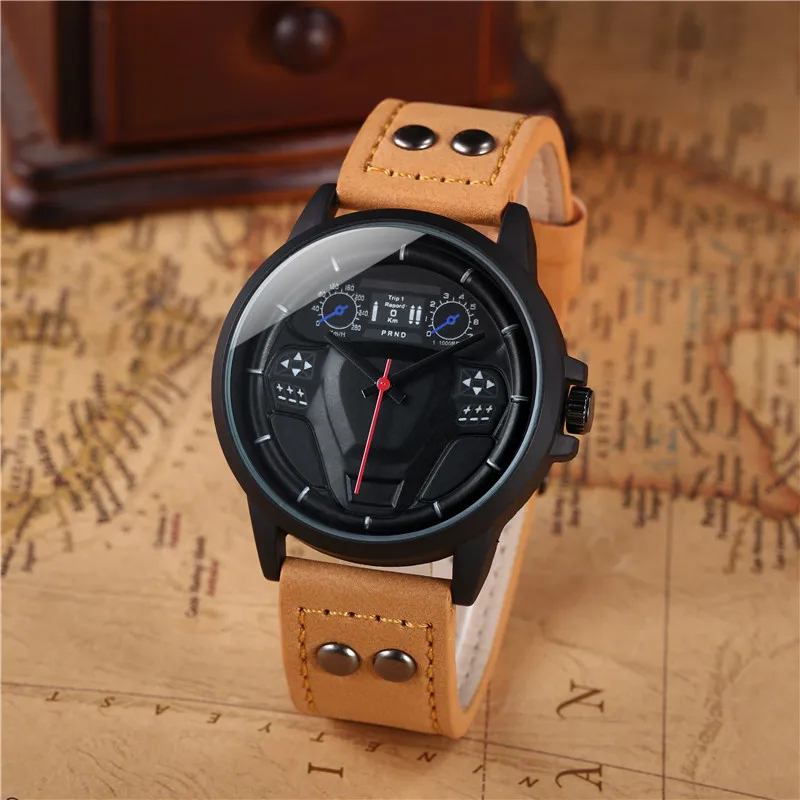 Новые трендовые Мужские часы с циферблатом для автомобиля повседневные