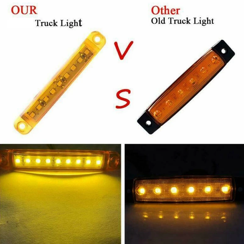 

30Pcs Durable Amber 9-LED Truck Trailer Lorry Sealed Side Marker Clearance Light Low Led Trailer Light Rear Side Lamp