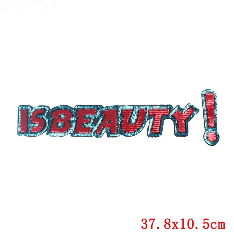 Pulaqi Hippie Sequin Iron On Patches For Clothes Stripes Letter Sequins Applied Sewing Accessories Decro | Дом и сад