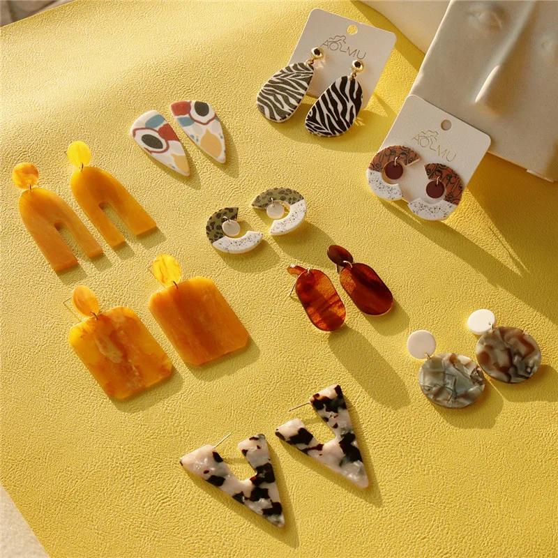 Женские Висячие серьги AOMU винтажные цветные с рисунком граффити акриловые