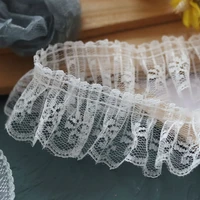 5cm wide new embroidered white flower lace dubai pleated hollow sewing diy trim fringe applique ribbon collar guipure decor