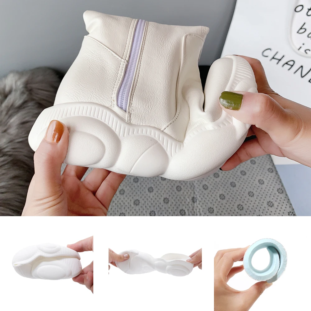 Ботфорты женские на платформе водонепроницаемые высокие сапоги плоской подошве