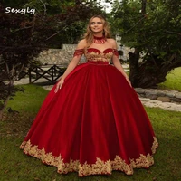 elegant ball gown red evening dresses arabic dubai caftan evening gowns with gold appliques lace up robes de soir%c3%a9e de mariage