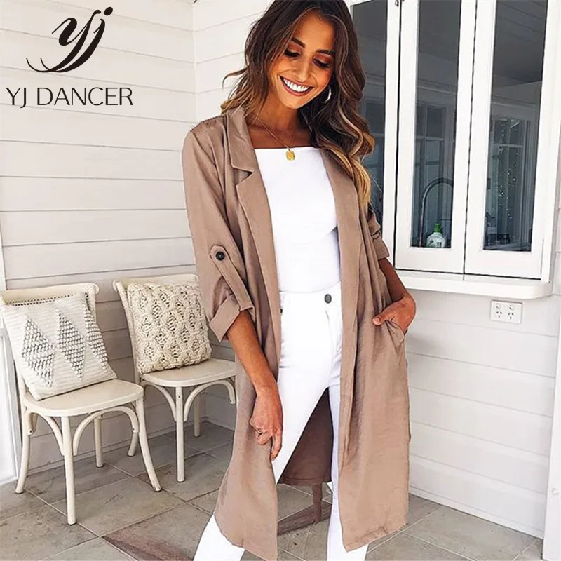 2018 весна осень модная Повседневная Новая Длинная ветровка женское теплое пальто