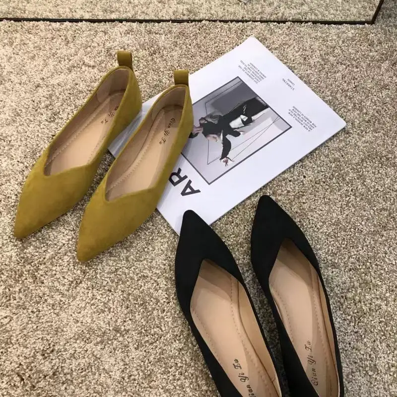 2020 женские туфли с острым носком черные туфли-лодочки закрытым на плоской