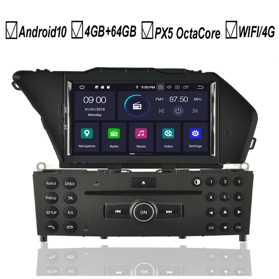Автомобильный DVD-плеер на Android 10 с GPS для Mercedes Benz GLK-Class X204 GLK300 GLK350 Восьмиядерный