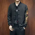 Куртка мужская с вышивкой дракона и китайским воротником, черная традиционная китайская куртка-бомбер, модная уличная одежда, 2021