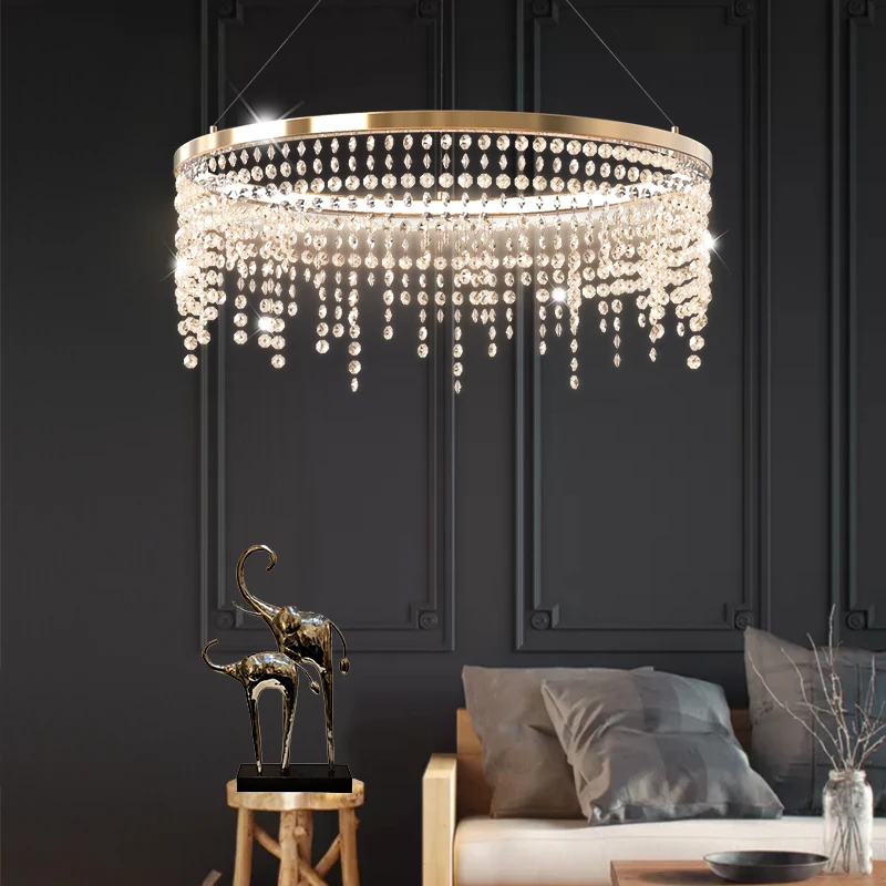 

K9 Crystal Chandeliers Gold Chandelier Lighting Hang Lamp Cristal Luster Living room Island Led lights Indoor Light Fixtures