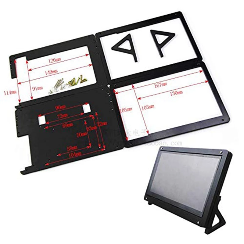 7 Inch Display Monitor LCD Case Support Holder for Raspberry Pi 3 Acrylic Housing Bracket Black | Электроника