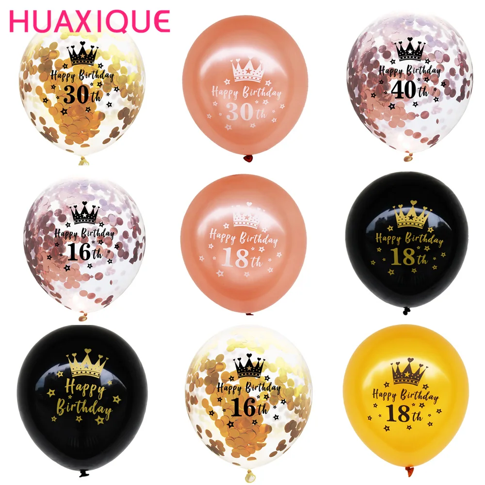 

New Crown Age Birthday Sequins Latex Colored Balloons Birthday Party Decoration Scene Layout Children Baby Shower Supplies