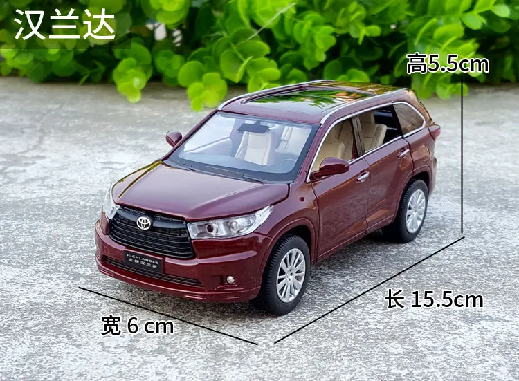 1:32 Масштаб Литой Сплав металлическая модель автомобиля SUV для TOYOTA Highlander Коллекция Модель внедорожный автомобиль звук и светильник - Цвет: Бургундия